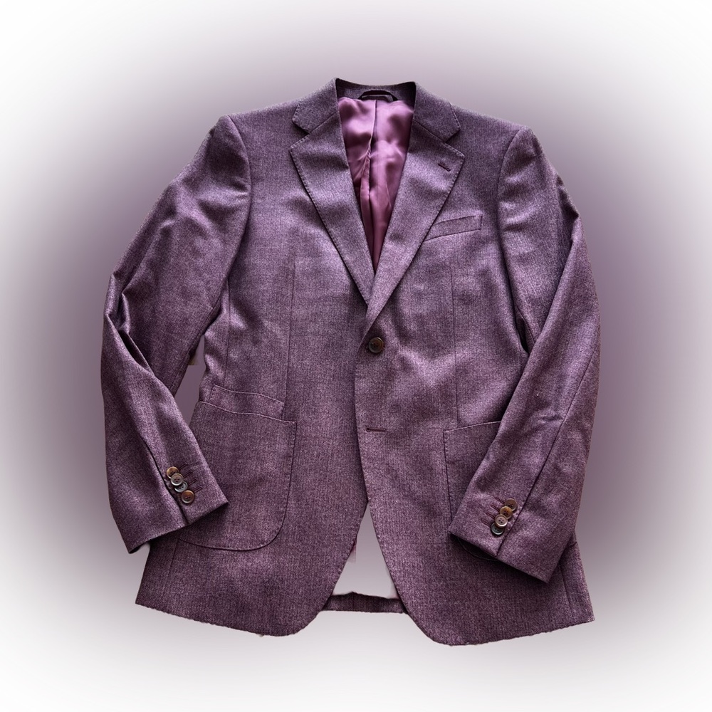 August McGregor Cranberry Herringbone Wool Sport Coat - 38